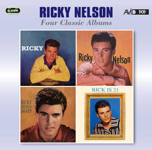 Ricky Nelson 的四張經典專輯封面以網格佈局排列。 — 拼貼 壁紙