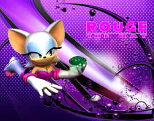 Rouge the Bat 在紫色氣泡背景前拿著一顆綠色寶石。 — 蝙蝠車 壁紙
