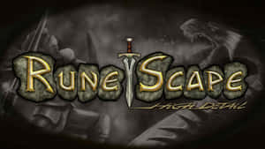 RuneScape 遊戲標誌，劍穿過字母，奇幻戰士龍剪影。 — 電玩遊戲 GIF 壁紙