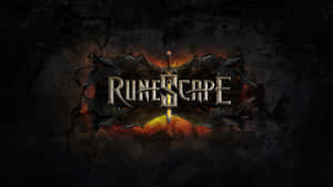RuneScape 遊戲標誌，在裂開的石頭背景上帶有發光的劍。 — 電玩遊戲 GIF 壁紙