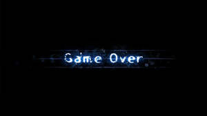 在黑色背景上帶有數位扭曲的發光藍色文字，內容為「Same Over」。 — 天命 4K 壁紙