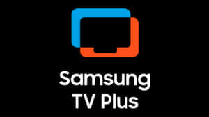 Samsung TV Plus 標誌，黑色背景上有藍色和橙色的形狀。 — 三星 壁紙