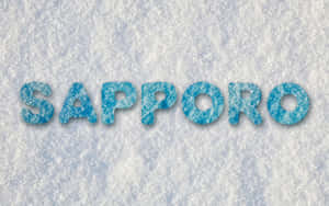 藍色冰塊字母在雪地上拼出 sapporo。 — 海灘 壁紙
