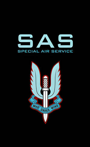 SAS特別空勤團標誌，劍與翅膀在黑色背景上。 — 彩虹旗 壁紙
