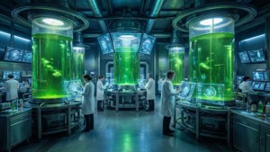 實驗室中的科學家使用全息界面監控發光綠色水箱。