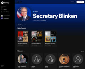 Secretary Blinken 的 Spotify 個人資料頁面，包含播放清單和追蹤者。 — Spotify 壁紙