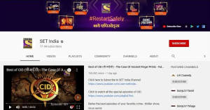 SET India 的 YouTube 頻道頁面，顯示 CID 犯罪節目，附有訂閱按鈕和影片縮圖。 — 簡約 壁紙