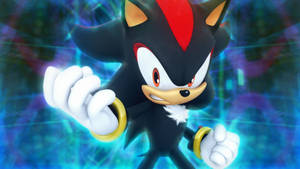 Shadow the Hedgehog 以動感姿勢搭配發光能量效果。 — 音速小子 壁紙