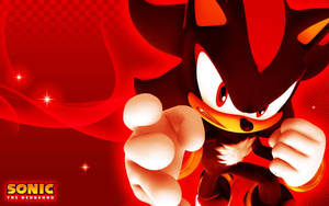 Shadow the Hedgehog 以戰鬥姿勢站在發光的紅色背景前。 — 陰影刺蝟 壁紙