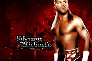摔角手 Shawn Michaels 在紅色主題宣傳照中佩戴心形標誌腰帶。 — 摔角 壁紙