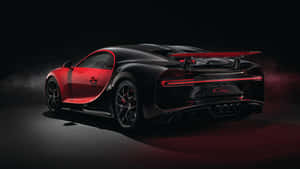 黑色和紅色Bugatti Chiron Super Sport 300+跑車在工作室中帶有煙霧效果。 — 布加迪 GIF 壁紙