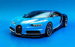 一輛藍色Bugatti Chiron跑車在攝影棚環境中。 — Steam Deck 壁紙