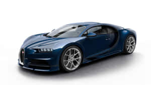 藍色Bugatti Chiron跑車，碳纖維車身和銀色輪圈，白色背景。 — 布加迪 GIF 壁紙