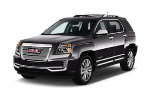 深紫色GMC Acadia SUV，帶有鍍鉻細節和車頂行李架，置於白色背景上。 — MacBook Air M4 壁紙