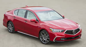 紅色Acura轎車停放在灰色路面上，配備現代設計和合金輪圈。 — Acura 壁紙