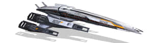 未來太空船 Normandy SR2 在白色背景上帶有橙色點綴 — 太空船 壁紙