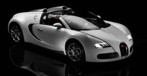 銀色Bugatti Veyron超級跑車在攝影棚燈光下，停在反光黑色表面上。 — 布加迪 GIF 壁紙