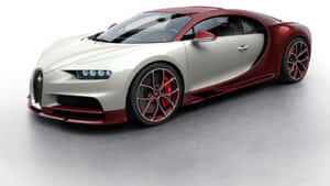 白色和紅色Bugatti Chiron跑車在工作室中，帶有發光頭燈。 — 布加迪 GIF 壁紙
