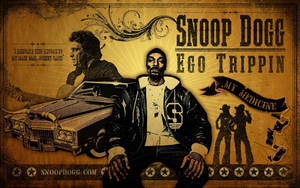 Snoop Dogg 身穿皮夾克，站在一輛經典汽車旁，出現在復古專輯封面上。 — 史努比狗狗 壁紙