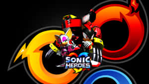 Sonic Heroes 電子遊戲標誌，角色以動作姿勢呈現。 — 蝙蝠車 壁紙
