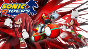 Sonic Riders 角色駕駛紅白未來風格車輛競速。 — 音速小子 壁紙