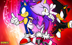 動漫風格的 Sonic Shadow 和 Silver the Hedgehog，帶有能量效果。 — 音速小子 壁紙
