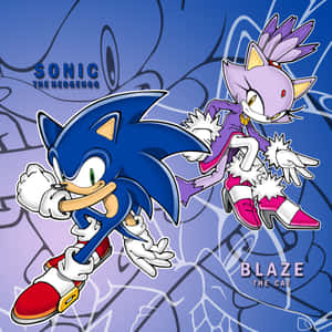 Sonic the Hedgehog 和 Blaze the Cat 的動態奔跑姿勢。 — 音速小子 壁紙