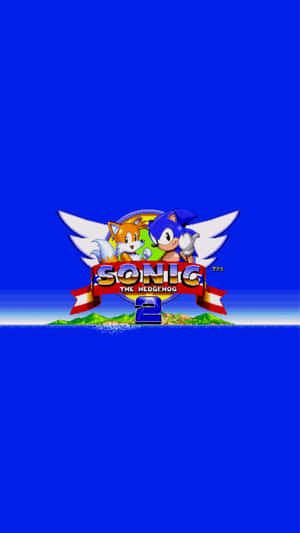 Sonic 和 Tails 有翅膀在一個紅色橫幅上方，橫幅寫著 Sonic the Hedgehog 2。 — 索尼克 壁紙