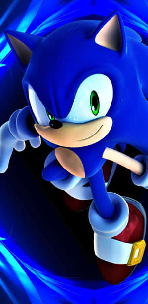 Sonic the Hedgehog 帶著堅定的表情奔跑。 — 電玩遊戲 GIF 壁紙