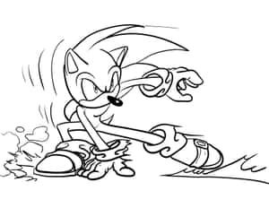 Sonic the Hedgehog 在黑白線條藝術中快速奔跑，帶有運動線條和速度效果。 — 音速小子 壁紙