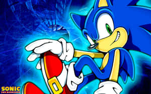 Sonic the Hedgehog 在藍色爆發中以速度和能量奔跑。 — 音速小子 壁紙