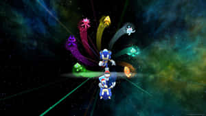 Sonic the Hedgehog 在色彩繽紛的星雲中奔馳，外星生物緊隨其後。 — 電玩遊戲 GIF 壁紙