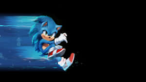 Sonic the Hedgehog 快速跑過藍色隧道，帶有動態模糊效果。 — 音速小子 壁紙