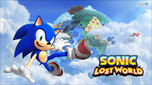 Sonic the Hedgehog 在浮島世界上方穿過雲層奔跑。 — 音速小子 壁紙