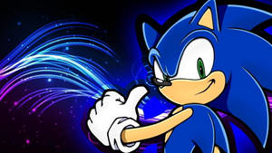 Sonic the Hedgehog 豎起大拇指，身後有發光的能量軌跡。 — 電玩遊戲 GIF 壁紙