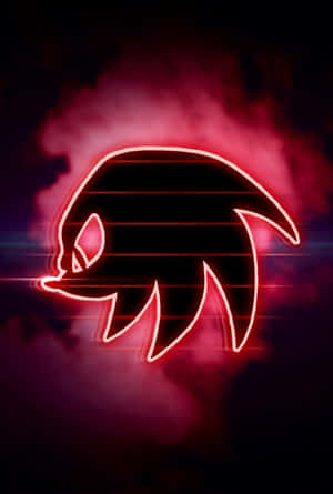 在黑暗煙霧場景中帶有光條的 Sonic the Hedgehog 霓虹紅色輪廓。 — Huawei MatePad Air (2026) 壁紙