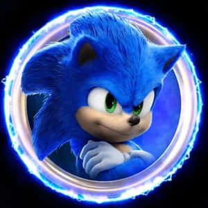 Sonic the Hedgehog 被一個發光的藍色能量環包圍。 — 音速小子 壁紙