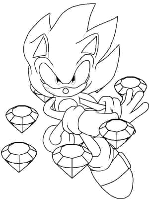 Sonic the Hedgehog 以黑白線條藝術手持寶石。 — 音速小子 壁紙
