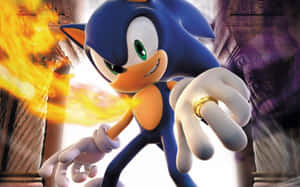 Sonic the Hedgehog 向前衝刺，發出火焰能量爆炸。 — 音速小子 壁紙