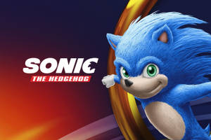 Sonic the Hedgehog 在色彩繽紛的背景前微笑奔跑。 — 電玩遊戲 GIF 壁紙