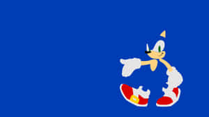 Sonic the Hedgehog 在純藍色背景上向前指。 — 音速小子 壁紙