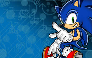 Sonic the Hedgehog 自信地微笑著向前指。 — 音速小子 壁紙