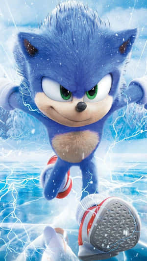 Sonic the Hedgehog 在雪中奔跑，帶有閃電效果。 — 音速小子 壁紙
