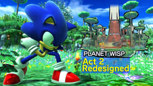 Sonic the Hedgehog 在行星Wisp的色彩繽紛遊戲場景中奔跑。 — 音速小子 壁紙
