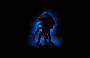 Sonic the Hedgehog 在深色背景上呈現發光的藍色剪影。 — 深色主題 壁紙