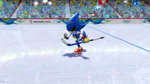 Sonic the Hedgehog 在溫哥華2010年冬季奧運會上打冰球。 — 酷寒冬季 壁紙