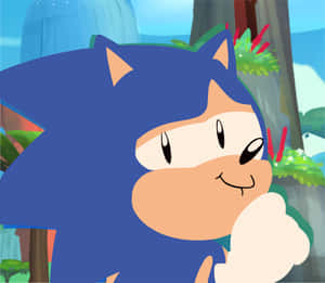Sonic the Hedgehog 在叢林中微笑，拳頭高舉。 — 可愛 壁紙