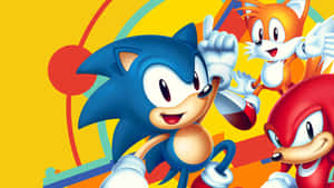 色彩繽紛卡通風格的 Sonic Tails 和 Knuckles — 音速小子 壁紙