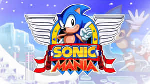 Sonic the Hedgehog 有翅膀在雪景城市景觀中指向觀眾。 — 音速小子 壁紙
