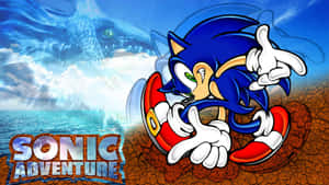 Sonic the Hedgehog 豎起大拇指，背景有一條龍。 — 音速小子 壁紙
